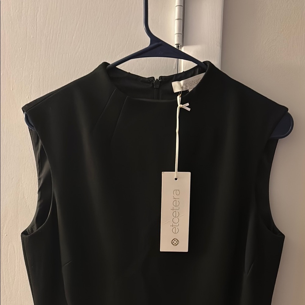 Etcetera Black Sheath Midi Dress Mock Neck Sleeveless - Picture 3 of 8